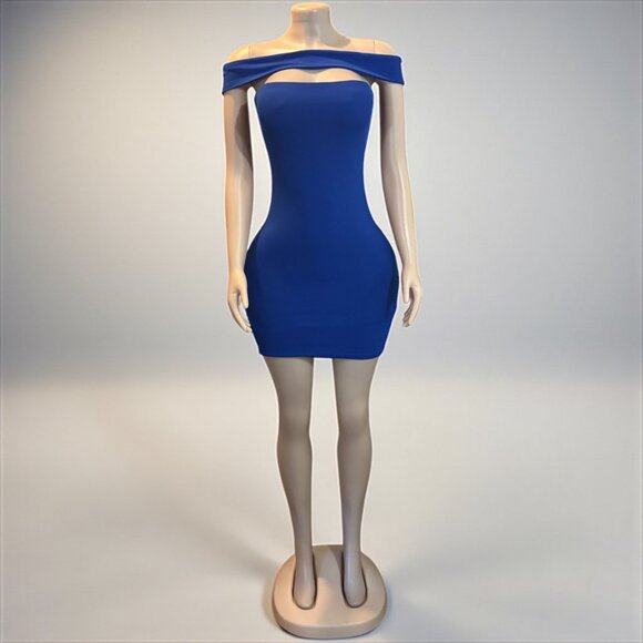 Off shoulder Women Royal Blue Dress - Picture 7 of 10